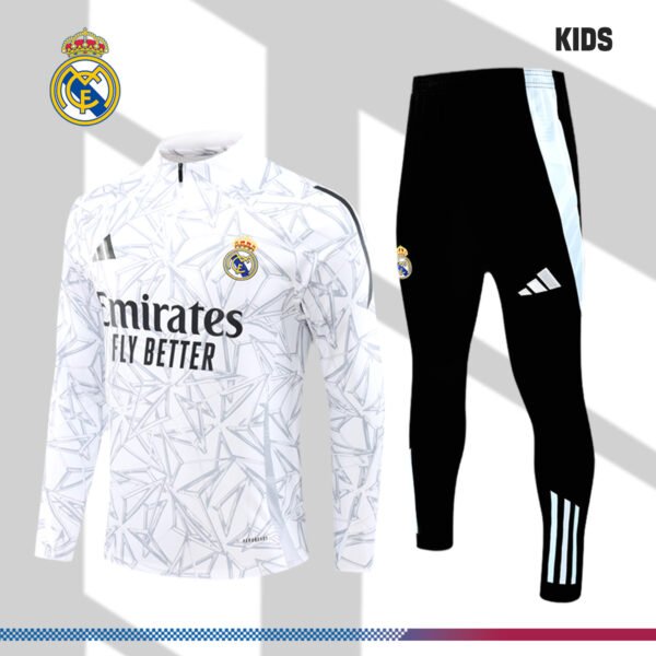 2024/2025 Real Madrid White Kids Half Zip Training Kit (Kids Kit)