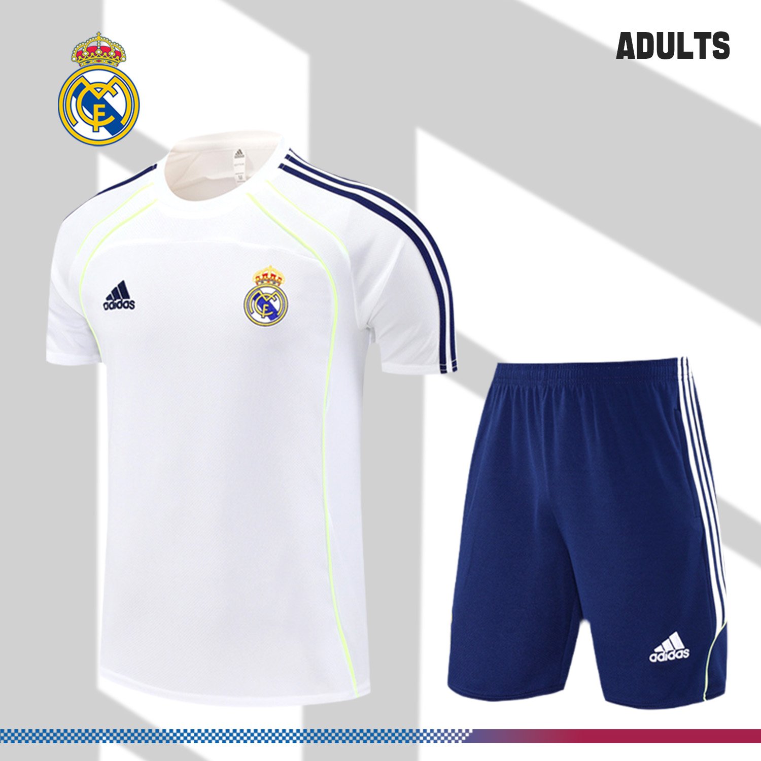 ea9cadabf0-23201644c4 2024/2025 Real Madrid White Adult Short Sleeve Training Suit (Adult Kit) - Image 1